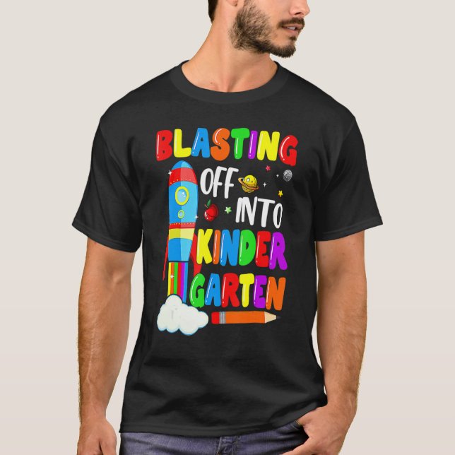 Blasting Off Into Kindergarten   Back To School Bo T-Shirt (Vorderseite)