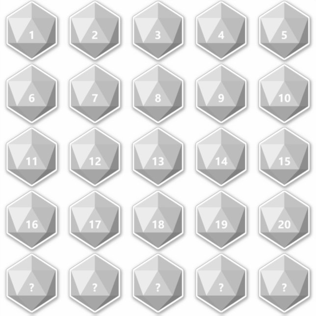 Blatt 25 Benutzerdefinierter Text D20 Die | Weißes Aufkleber (Vorderseite)