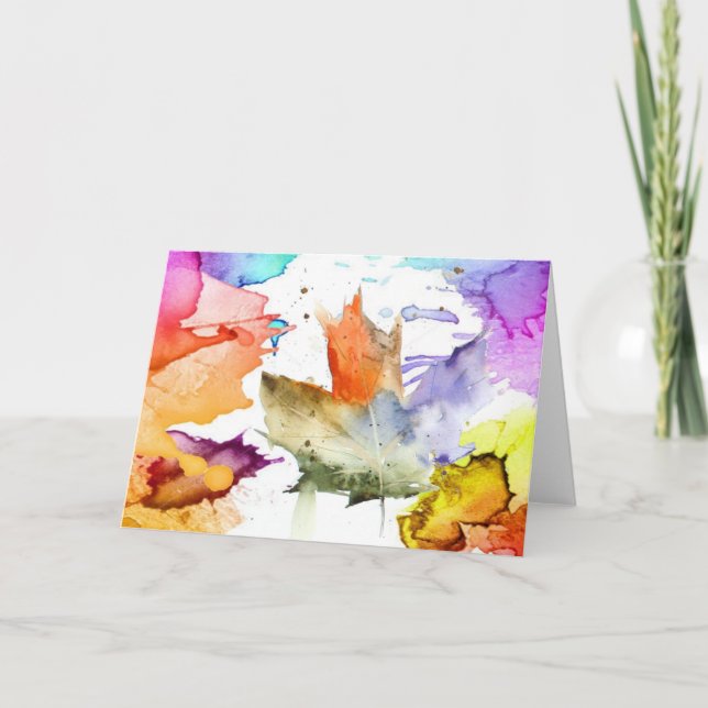 Blatt-Aquarellraum-Anmerkungskarte Karte (Vorderseite)