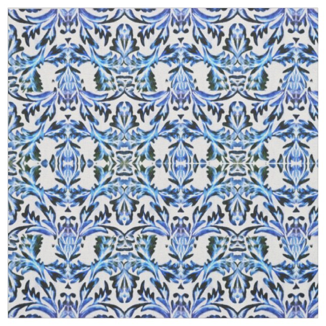 Blatt Blau Gerollt Stoff (Muster)