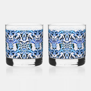 Blatt Blau gerollt Whiskyglas