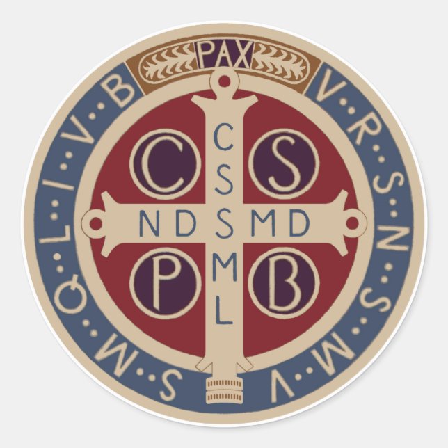 Blatt der Medaille von St. Benedict Runder Aufkleber (Vorderseite)