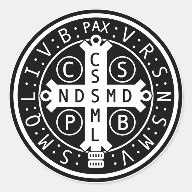 Blatt der Medaille von St. Benedict Runder Aufkleber (Vorderseite)