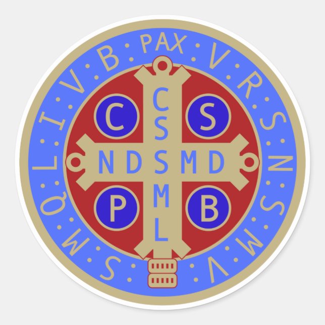 Blatt der Medaille von St. Benedict Runder Aufkleber (Vorderseite)