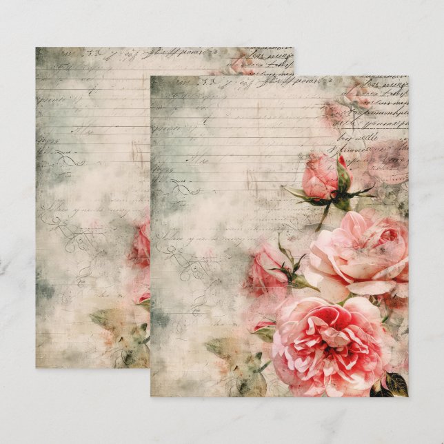 Blatt für Vintage Paris-Rose (Vorne/Hinten)