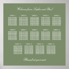 Blatt Green 14 Tabelle Hochzeitstabelle Poster