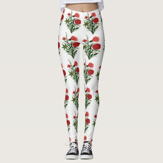 Blatt im floralen Grün  Leggings (Vorderseite)