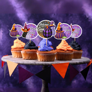Blatt mit 16 Halloween-Kürbis- und Hexen-Aufkleber Aufkleber