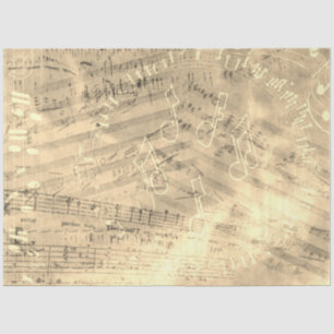 Blatt Music Collage Gold Decoupage Tissue Paper Seidenpapier