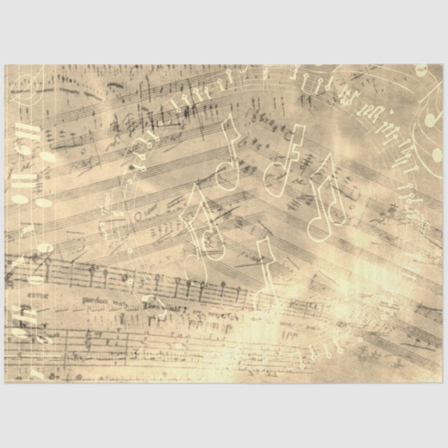 Blatt Music Collage Gold Decoupage Tissue Paper Seidenpapier (Vorderseite)