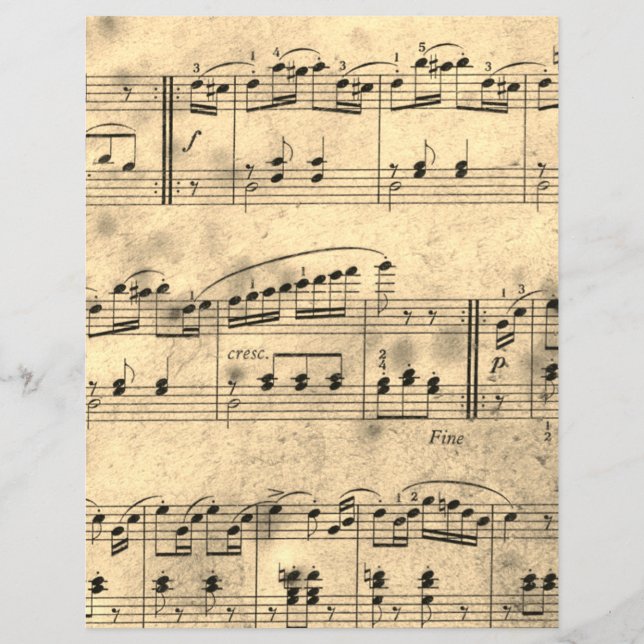 Blatt Music Vintag Parchbooking Papier (Vorderseite)