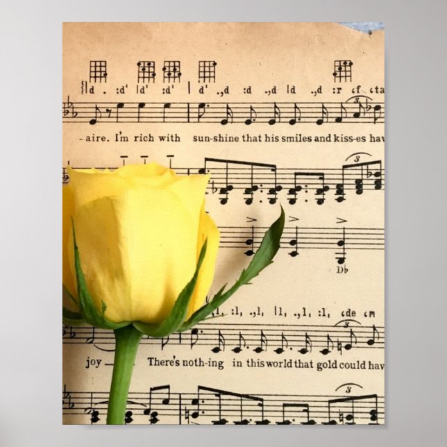 Blatt Music Yellow Rose Poster (Vorne)