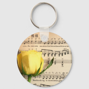 Blatt Music Yellow Rose Schlüsselanhänger