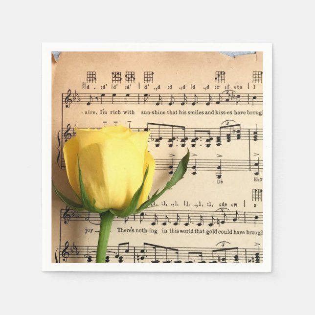 Blatt Music Yellow Rose Serviette (Vorderseite)