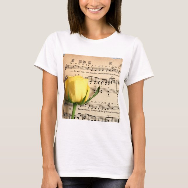 Blatt Music Yellow Rose T-Shirt (Vorderseite)