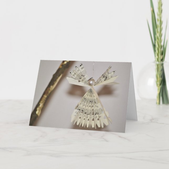 Blatt-Musiknoten-Weihnachtsengels-Perle Feiertagskarte (Vorderseite)