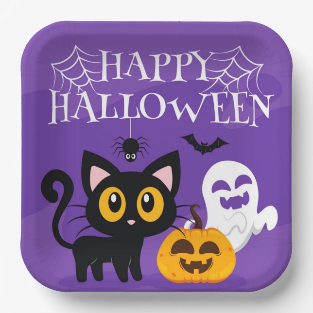 Blatt Papier Halloween Pappteller (Vorderseite)