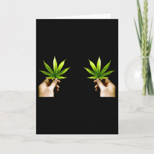 Blatt S Brust Lustiger Pott Weed Blätter Weihnacht Karte