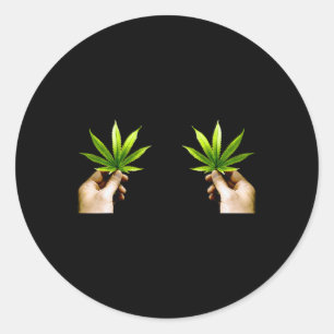 Blatt S Brust Lustiger Pott Weed Blätter Weihnacht Runder Aufkleber