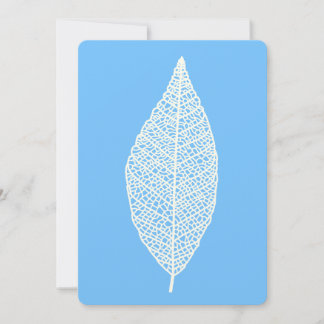 Blatt-Skelett-Linienkunst blau-weiße Flat Card