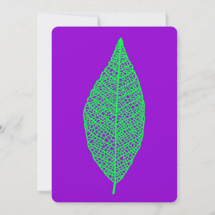 Blatt-Skelett-Linienkunst lila und grün Flachkarte