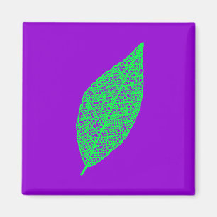 Blatt-Skelett-Linienkunst lila und grün Magnet