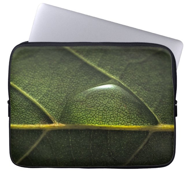 Blatt-Tröpfchen Laptopschutzhülle (Vorderseite)