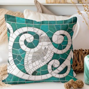Blatt- und Wirbel-Marmor-Mosaik-Kunst -  Kissen