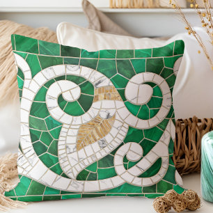 Blatt- und Wirbelmarmor-Mosaik-Kunst -  Kissen