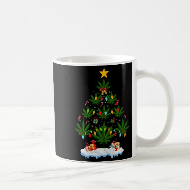 Blatt Weihnachtsbaum Unkraut Kiffer Weihnachten Pr Kaffeetasse (Rechts)