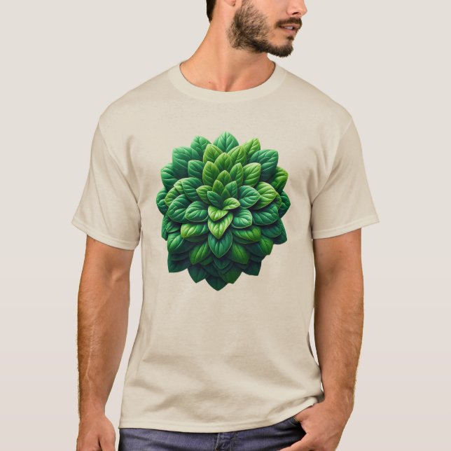 Blattcluster-Mandala T-Shirt (Vorderseite)