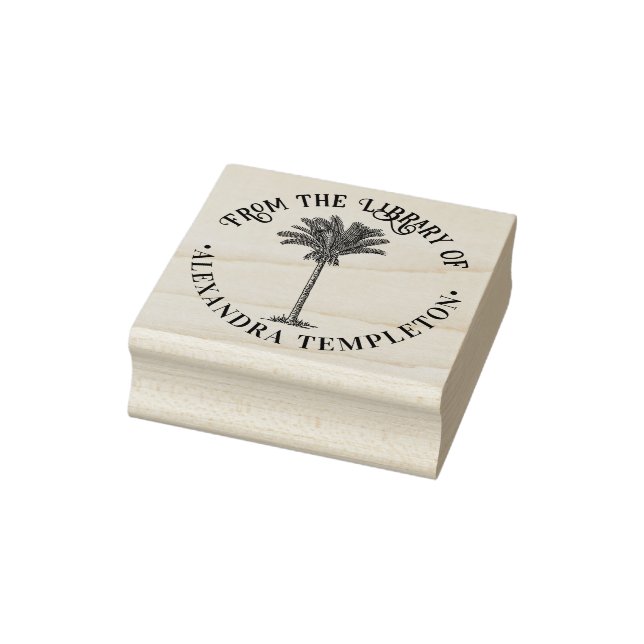 Blattdatum Palm Tree Bibliotheksname Gummistempel (Stempel)