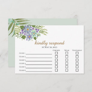 Blätter 04c Meal Choice Response Card RSVP Karte