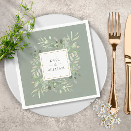 Blätter Aquarellgrün zeigen Grün Serviette