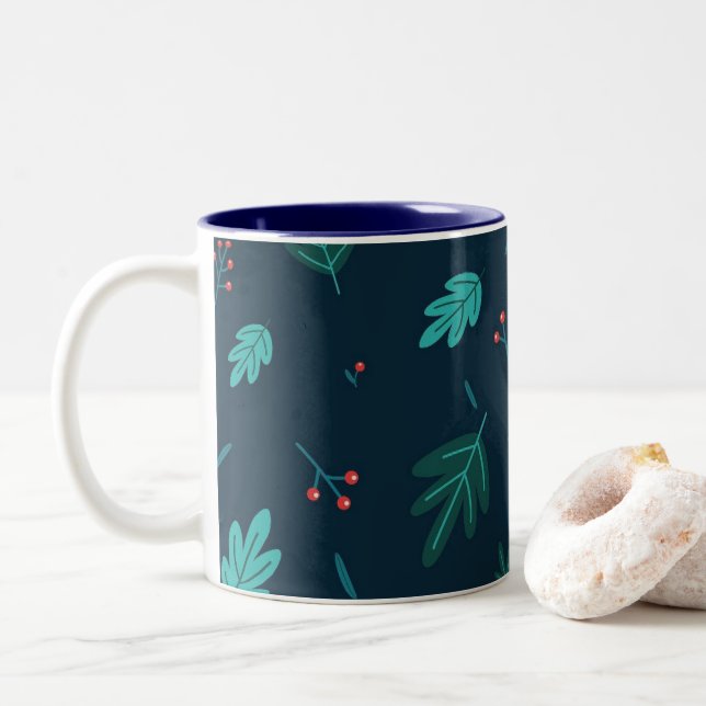 Blätter Art Zweifarbige Tasse (Mit Donut)