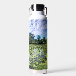 Blätter auf dem Fluss Trinkflasche