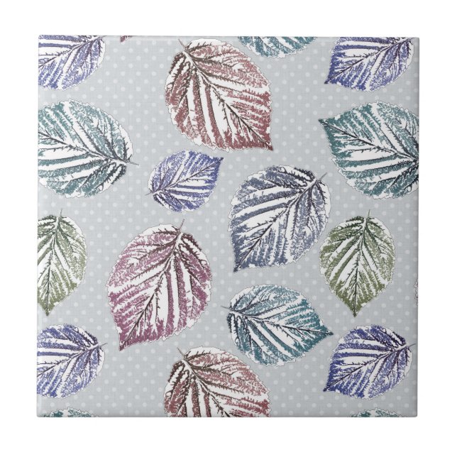 Blätter auf hellgrauem Hintergrund öffnen Fliese (Vorderseite)