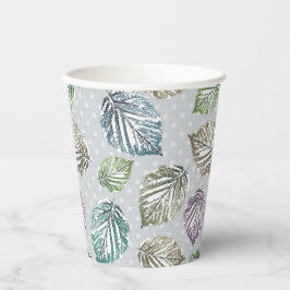 Blätter auf hellgrauem Hintergrund öffnen Pappbecher