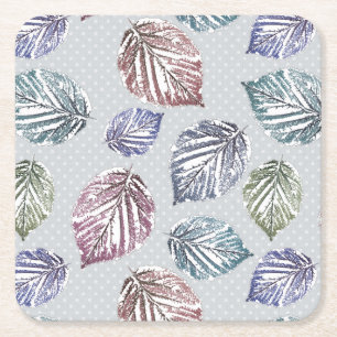 Blätter auf hellgrauem Hintergrund öffnen Rechteckiger Pappuntersetzer