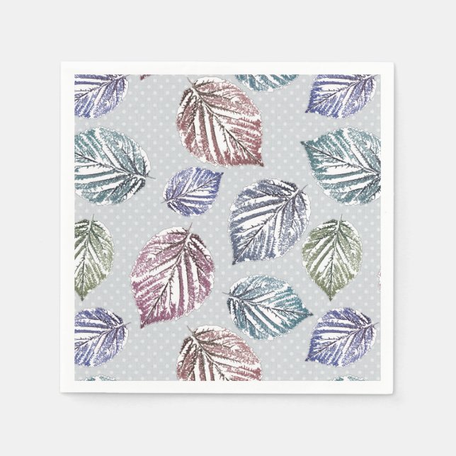 Blätter auf hellgrauem Hintergrund öffnen Serviette (Vorderseite)