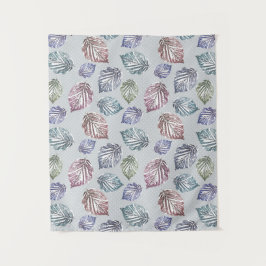 Blätter auf hellgrauem Hintergrund öffnen Wandteppich