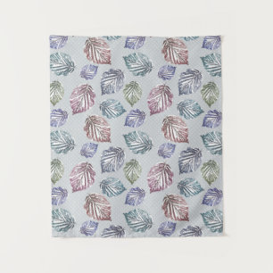 Blätter auf hellgrauem Hintergrund öffnen Wandteppich