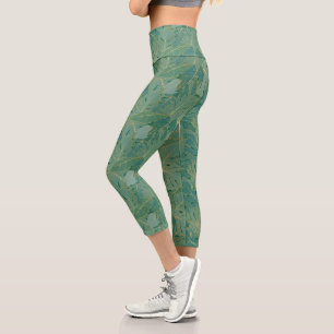 Blätter aus der grünen und goldenen Palme Capri Leggings