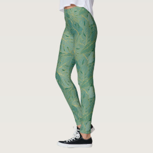 Blätter aus der grünen und goldenen Palme Leggings