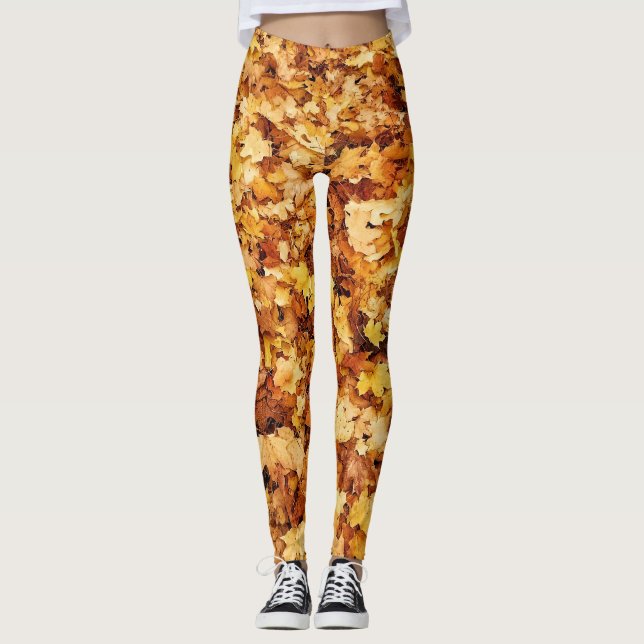 Blätter aus gelbem Fall Leggings (Vorderseite)