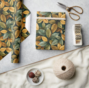 Blätter aus gelblich orangefarbenem Kupfer Geschenkpapier