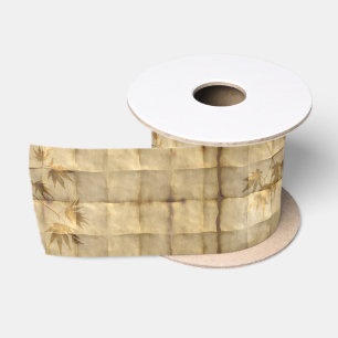 Blätter aus Gold auf Pergamentpapier elegant Satinband