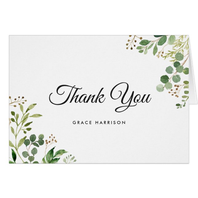 Blätter aus Grünblättern Elegant Vielen Dank (Vorderseite (Horizontal))