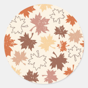 Blätter aus Herbst, Rotbraun, beige Fall Runder Aufkleber