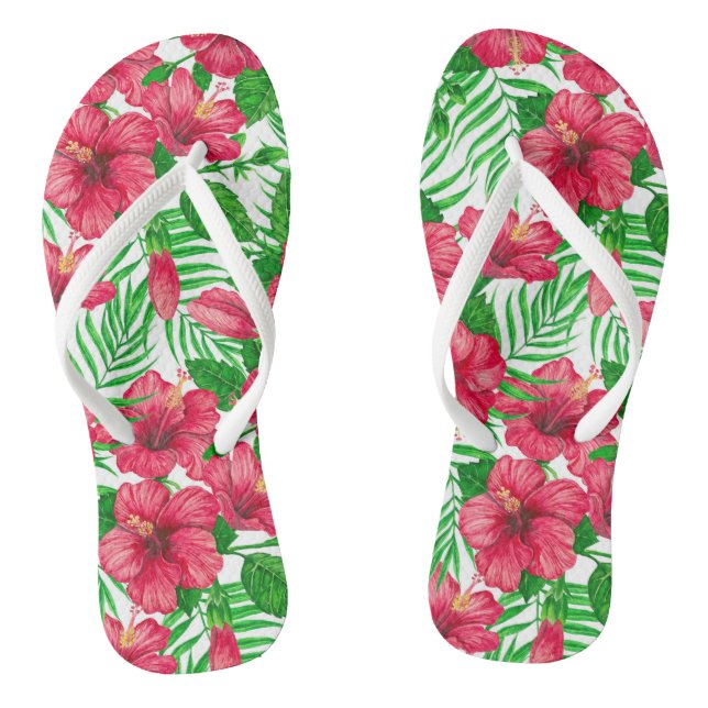 Blätter aus Hibiskus und Palme Flip Flops (Fußbett)